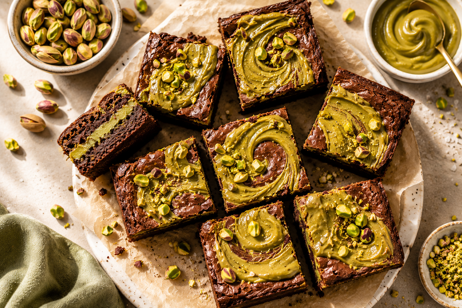 Pistachio Brownies Recipe: The Dubai Chocolate Bar in Brownie Form