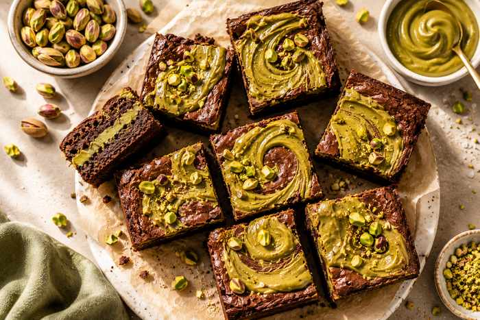 Pistachio Brownies Recipe: The Dubai Chocolate Bar in Brownie Form